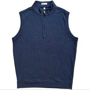 Peter Millar Men Sz XL Sweater Vest Blue 1/4 1/2 Zip Sleeveless Pullover Knit